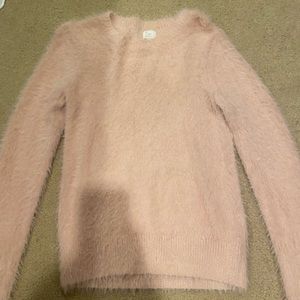 pink fluffy sweater